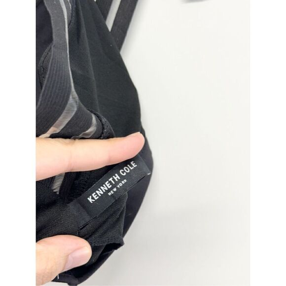 Kenneth Cole Swimming Top Size Medium Black Stretch Crisscross Padded - Picture 6 of 7
